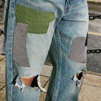 李维斯Levi's®SilverTab™25春夏男士美式高街破洞宽松直筒牛仔裤 浅蓝色 34 (32)