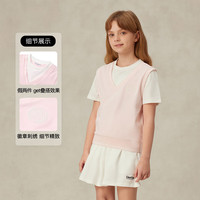E·LAND KIDS衣恋女童T恤25年夏季新品学院徽章刺绣假两件