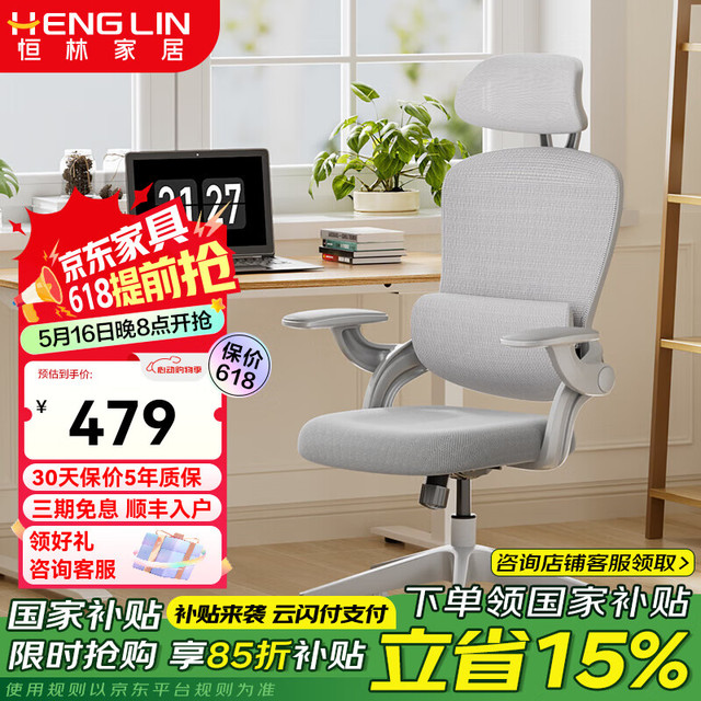 恒林家居 HENGLIN 恒林逆袭者人体工学椅家用电脑椅分区撑腰护脊舒适久办公转椅HLC-3789 灰色