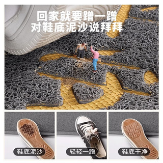 茵尚高级感入户门地垫大门门外丝圈进门脚垫门口入门门垫室外蹭土地毯 大吉利灰色贴皮压花丝圈地垫 50*80cm【柔软高弹 脚感松软】