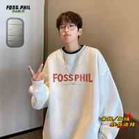 Foss Phil圆领休闲卫衣男春秋季宽松印花长袖T恤打底韩系上衣