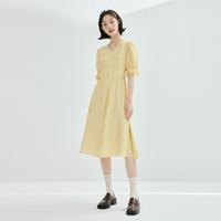 诗凡黎蕾丝拼接连衣裙春女独特设计感收腰显瘦v领长裙
