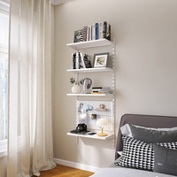 美达斯金属层板书架钢制墙上书架可调节墙面装饰置物架洞洞板挂件 0.6米宽4层书架丨金属层板