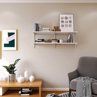 美达斯金属层板书架钢制墙上书架可调节墙面装饰置物架洞洞板挂件 1.2米宽2层书架丨金属层板