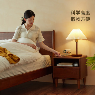  LINSY/林氏家居 北欧简约 实木床  【胡桃色】普通床 1.8*2.0m 1.8m*2m