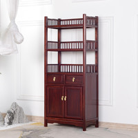 瑞呈堂 实木书架 书架落地书架博古架置物架实木小书架木质原木书架 黑胡桃色