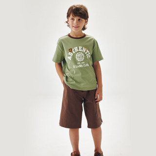 E·LAND KIDS衣恋夏季新品男童刺绣徽章LOGO印花T恤  140 cm
