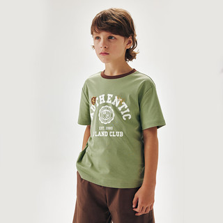 E·LAND KIDS衣恋夏季新品男童刺绣徽章LOGO印花T恤  140 cm