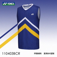 YONEX尤尼克斯羽毛球服男女 2023新品 yy运动速干吸湿比赛服短袖 110403BCR速干运动背心男 新蓝色 L