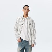 24年男式衬衫长袖秋季休闲复古简约衬衣绣花logo潮范儿