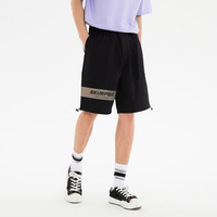杰克·琼斯(JACK&JONES)男装百搭潮流撞色字母拼接印花运动风休闲五分短裤男款223115003 黑色 2XL