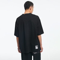 杰克·琼斯（JACK&JONES）夏季男士上衣落肩休闲多色个性华夫格宽松T恤短袖男装223201073 黑色2 S