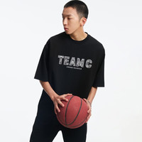 杰克·琼斯（JACK&JONES）夏季男士上衣落肩休闲多色个性华夫格宽松T恤短袖男装223201073 黑色2 L