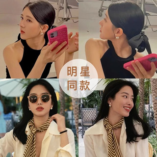 赵露思同款耳环前后大小双头珍珠耳钉女纯银法式气质耳坠春夏耳饰