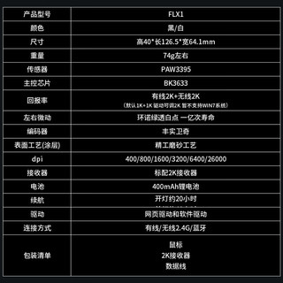 HELLO GANSS FLX1 PAW3395芯片 白色 三模无线鼠标