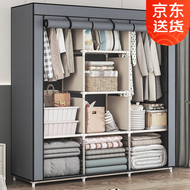 索尔诺 SuoErnuo） 布衣柜简易衣柜家用出租房卧室衣柜收纳宿舍寝室挂衣柜衣服