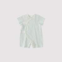 巴厘小猪新生儿婴儿衣服夏季薄款睡衣绑带和尚服男宝宝连体衣女宝哈衣 粉绿 66cm