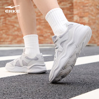 鸿星尔克休闲鞋男鞋夏季厚底舒适老爹鞋简约轻便软弹运动鞋子丨流云2 凝雪灰/云雾灰 44