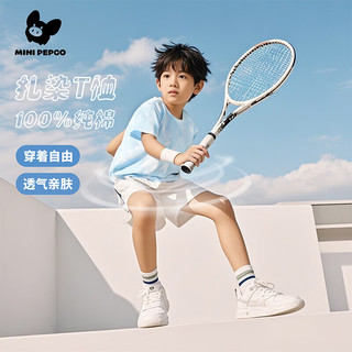 MINI PEPCO小猪班纳童装男童短袖T恤2025夏装新款儿童扎染体恤纯棉圆领上衣