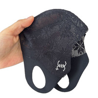 PEANOJEAN防晒口罩女生高颜值护眼角夏季薄款透气个性网纱户外E394 带钻防晒蕾丝【粉色】 1个