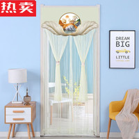 卫亮 蕾丝纱帘家用双层纱门卧室防蚊免打孔门帘装饰隔断帘挂帘魔术贴 鹿1 含门框宽110X高200厘米魔术贴