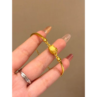 QUAMER老凤凰金店款镀18K金手镯女平价时尚凯蒂猫半镯半链手环手链气质 Kitty猫手镯