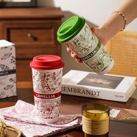 舍里霸王茶姬陶瓷马克杯奶茶杯喝水杯女生家用办公咖啡杯带盖随手杯子 玫瑰普洱1个580ml
