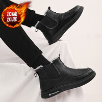 棉鞋男款冬季皮毛一体保暖加厚防水雪地靴男士英伦风休闲加绒皮鞋