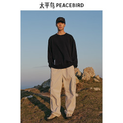 太平鸟 男装卫衣休闲春季宽松水洗男士时尚潮流质感 黑色 S 黑色 第一批