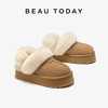 BeauToday厚底雪地靴女春季加绒棉鞋女鞋泰迪系列外穿毛毛拖鞋子 35