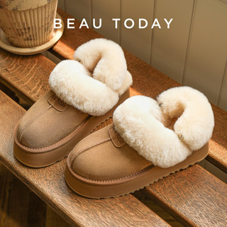BeauToday厚底雪地靴女春季加绒棉鞋女鞋泰迪系列外穿毛毛拖鞋子 41