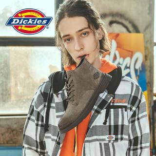 Dickies马丁靴男夏季透气男鞋高帮薄款靴子男士鞋子工装靴雪地靴 棕色【男士加绒款】 35