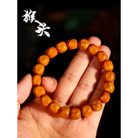 彩荷精品龙纹猴头核桃小籽光珠佛珠手串美国老树文玩菩提手持 桶珠手串约10-11MM 【礼盒装】
