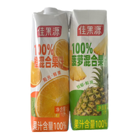 佳果源菠萝混合+橙混合100%果汁1L*2组合装 含维生素C【临期清仓】