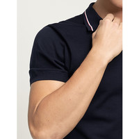 七匹狼短袖翻领纯色V领轻商务经典透气polo衫男上衣 101(藏青) 4XL 190/104A