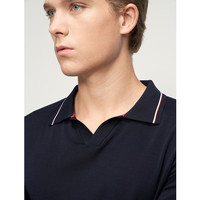 七匹狼短袖翻领纯色V领轻商务经典透气polo衫男上衣 113(浅蓝) XL 175/92A