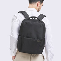 派保爵 pabojoe 男士双肩包帆布轻便大容量商务通勤背包14英寸电脑包书包