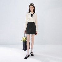 秋水伊人法式宫廷风衬衫2024年秋季女复古长袖蝴蝶结气质上衣 米色 S