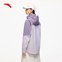 安踏（ANTA）水壳冲锋衣丨大地之壳2.0三合一女户外硬壳防水防风登山外套 【三合一升级款】绸灰紫/治愈粉 XS (女155)
