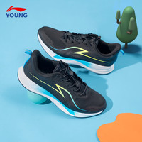 LI-NING KIDS李宁儿童鞋男童女儿童跑步鞋中大童2025新款轻莺减震舒适运动鞋 黑色/多瑙河蓝YKFU032-1 40  内长约26.2cm适合脚长25.2cm