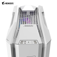 技嘉(GIGABYTE)机械雕AC601G 隐藏式背线钢化玻璃侧透兼容水冷显卡竖装 420水冷位/预装4风扇 双面钢化玻璃 AC601 ICE白+AORUS 360水冷