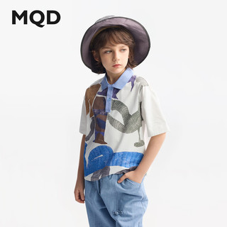 马骑顿（MQD）MQD童装男童polo衫2025夏季撞色拼接儿童短袖T恤宽松国风上衣 花色 120