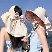 viney夏季防晒帽子女披肩渔夫帽大帽檐海边沙滩帽遮阳骑行太阳帽高级感 黑色 洋气时尚休闲户外宽檐帽