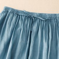 UJXW棉麻半身裙精品女装苎麻森系薄刺绣亚麻a字长裙宽松