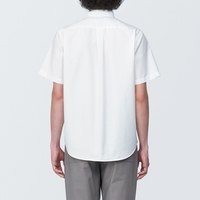 無印良品 MUJI(無印良品 )男式 棉水洗牛津纽扣领短袖衬衫 休闲百搭 白色 L