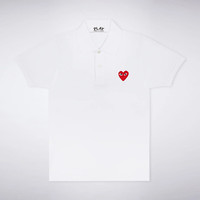 COMME des GARÇONSCOMME DES GARCONS川久保玲CDG PLAY爱心红心t恤刺绣印花短袖男女款polo衫 白色 新尺码M