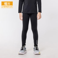 橙火儿童速干裤春秋冬款男童紧身裤女中大童运动裤训练跑步篮球打底裤 黑绿线（女童款） 140 码130-140cm 55-65斤