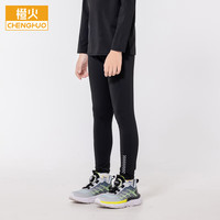 橙火儿童速干裤春秋冬款男童紧身裤女中大童运动裤训练跑步篮球打底裤 黑色加薄绒（女童款） 160 码150-160cm 75-85斤