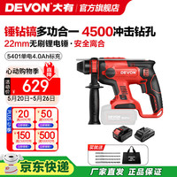 大有(Devon) 无刷电锤5401多功能锂电锤充电电锤电镐两用锤磨组合轻型冲击钻 4.0Ah单电标充(40W)