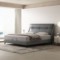 喜临门真皮床 现代轻奢软床 头层牛皮 主卧家具双人大床 麦琪 麦琪燕灰色 2.0m*2.0m